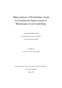 Meta-Analysis of Knowledge Assets for Continuous Improvement of Maintenance Cost Controlling