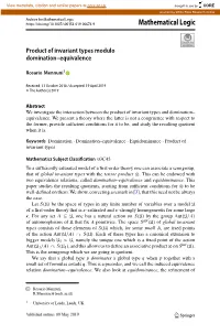 Product of Invariant Types Modulo Domination–Equivalence