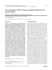 The Association of Ffn Testing on Hospital Admissions for Preterm Labor*