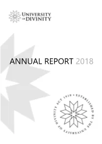 UNIVERSITY of DIVINITY Annual Report for the Year Ended 31 December 2018