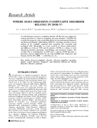 Where Does Obsessive-Compulsive Disorder Belong in DSM-V?