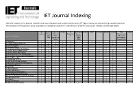 IET Journal Indexing