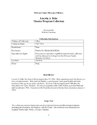 Lincoln A. Behr Theater Program Collection