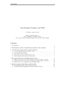 Non-Standard Numbers and TGD Contents