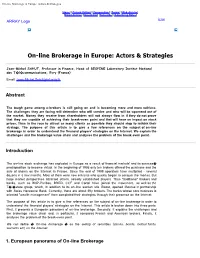 On-Line Brokerage in Europe: Actors & Strategies
