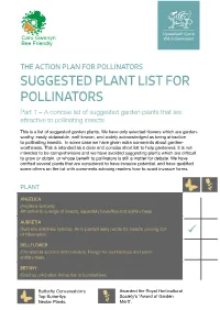PLANT LIST for POLLINATORS Part 1 – a Concise List of Suggested Garden Plants That Are Attractive to Pollinating Insects