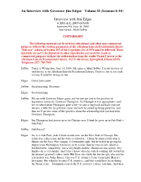 An Interview with Governor Jim Edgar Volume II (Sessions 6-10)
