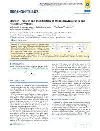 Electron Transfer and Modification of Oligosilanylsilatranes and Related