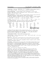 Glaucophane Na2[(Mg; Fe )3Al2]Si8o22(OH)2 C 2001 Mineral Data Publishing, Version 1.2 ° Crystal Data: Monoclinic
