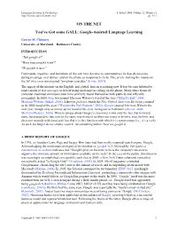 Google-Assisted Language Learning