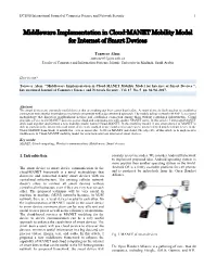 Middleware Implementation in Cloud-MANET Mobility Model for Internet of Smart Devices