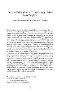 On the Difficulties of Translating Haiku Into English