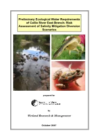 Preliminary Ecological Water Requirements of Collie River East Branch: Risk Assessment of Salinity Mitigation Diversion Scenarios