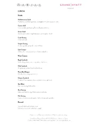 Sample Marjan Lunch and Dinner Menu
