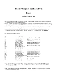 The Writings of Barbara Pym Index