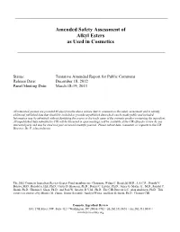 Amended Safety Assessment of Alkyl Esters As Used in Cosmetics
