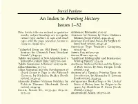 An Index to Printing History Issues 1–32