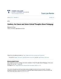 Cardozo, the Canon and Some Critical Thoughts About Pedagogy