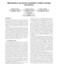 Manipulation and Gender Neutrality in Stable Marriage Procedures