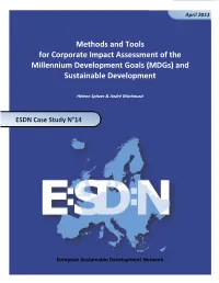 Methods and Tools for Corporate Impact Assessment of the Millennium Development Goals (Mdgs) and Sustainable Development
