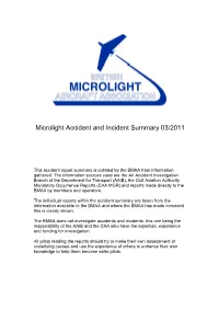Microlight Accident and Incident Summary 0 /201