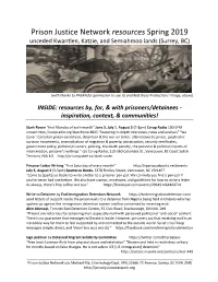 Prison Justice Network Resources Spring 2019 Unceded Kwantlen, Katzie, and Semiahmoo Lands (Surrey, BC)