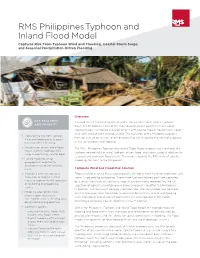 RMS Philippines Typhoon and Inland Flood Model Captures Risk from Typhoon Wind and Flooding, Coastal Storm Surge, and Seasonal Precipitation-Driven Flooding
