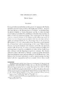 THE GREEKS in LIBYA Michel Austin Introduction It Was Probably