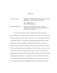 The Impact of Globalization on Education Reform: a Case Study of Uganda