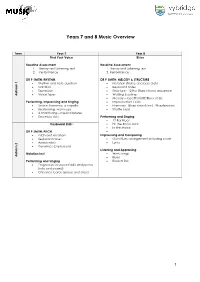 Years 7 and 8 Music Overview
