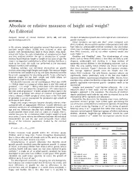 Absolute Or Relative Measures of Height and Weight&Quest
