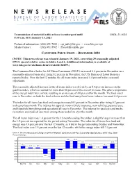 Consumer Price Index – December 2020