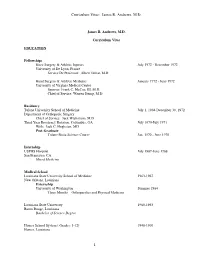 Curriculum Vitae: James R. Andrews, M.D. 1