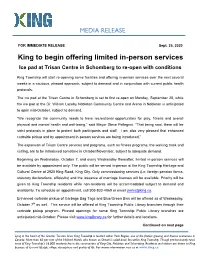 King to Begin Offering Limited In-Person Services Ice Pad at Trisan Centre in Schomberg to Re-Open with Conditions