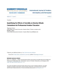Quantifying the Effects of Humidity on Density Altitude Calculations for Professional Aviation Education