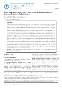 Spatio-Temporal Patterns Act As Computational Mechanisms Governing Emergent Behavior in Robotic Swarms