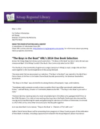 “The Boys in the Boat” KRL's 2014 One Book Selection