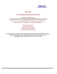 2016-2021 Transportation Improvement Program Project List TIPID Project Name 2016-028 16Th St Mall Reconstruction: Arapahoe St to Lawrence St 2016-018 23Rd Ave