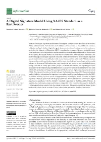 A Digital Signature Model Using Xades Standard As a Rest Service