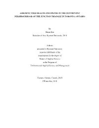Assessing Tree Health and Species in the Gentrifying Neighbourhood of the Junction Triangle in Toronto, Ontario
