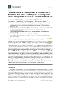 Co-Administration of Propionate Or Protocatechuic Acid Does Not Affect