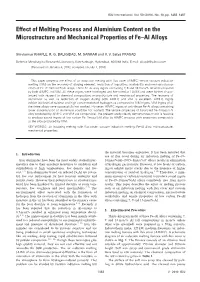 Effect of Melting Process and Aluminium Content on the Microstructure and Mechanical Properties of Fe–Al Alloys