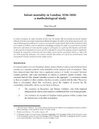 Infant Mortality in London, 1538–1850: a Methodological Study