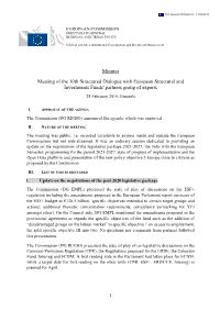 Minutes Meeting of the 10Th Structured Dialogue with European Structural and Investments Funds' Partners Group of Experts