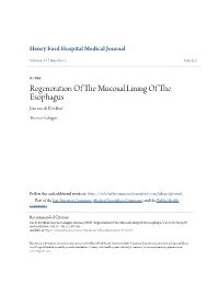 Regeneration of the Mucosal Lining of the Esophagus