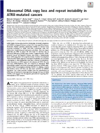 Ribosomal DNA Copy Loss and Repeat Instability in ATRX-Mutated Cancers