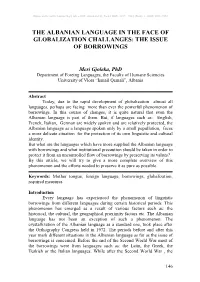 The Albanian Language in the Face of Globalization Challanges: the Issue of Borrowings