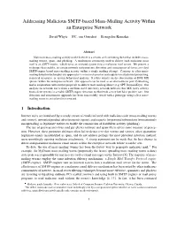 Addressing Malicious SMTP-Based Mass-Mailing Activity Within an Enterprise Network