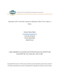 Application of the Commodity Approach to Pigeonpea Value-Chain Analysis in Kenya