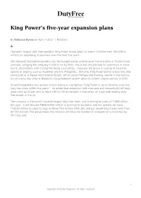 King Power's Five-Year Expansion Plans